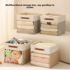 Square Storage Box with Clear Window, Non-Woven Fabric Organizer Bins, Visible Clothes Storage Container, Multifunctional Collapsible Basket for Home Closet