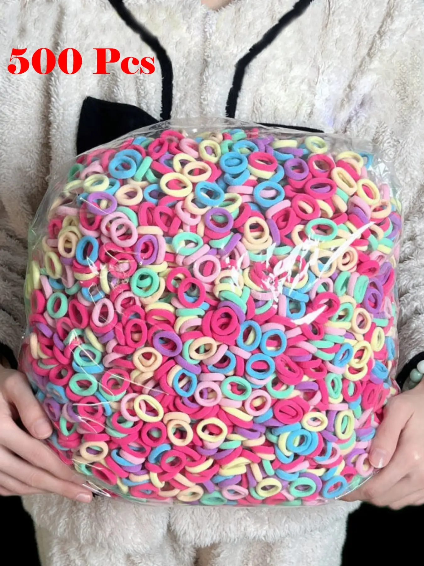 500pcs/Set Elastic Solid Color Cute Hair Scrunchies, Elastic Hair Accessory, Gift For Mother's Day,Woman Head Accessories, Woman Hair Accessories Hair Ties Ponytail Holders Hair Elastics Hair Rope, Hair Bobbles, Hair Bands, Head Piece
