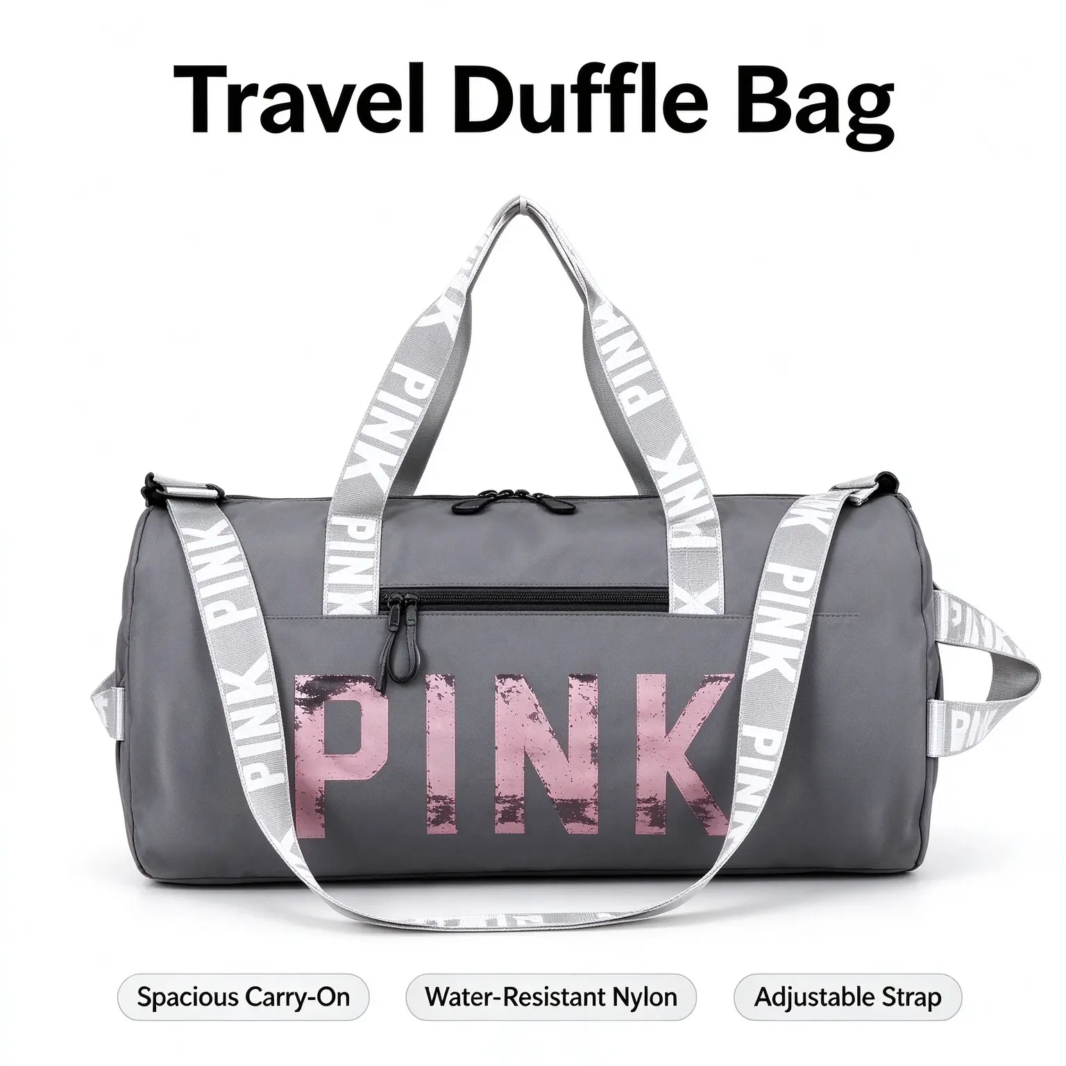 Trendy Yellow PINK Sequin Duffle Bag | Large Capacity Cylinder Travel Bag, Adjustable Strap, Perfect for Weekend Trips, Swim Sessions & Day Outings fitness