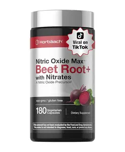 Horbäach Nitric Oxide Beet Root Capsules | 180 Count | with Nitrates and Precursor | for Men and Women | Vegetarian, Non-GMO, Gluten Free Supplement