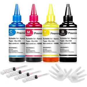 Universal Ink Refills Kit Dye Ink Refill Kit Compatible for All HP Canon Epson Brother Printers Compatible Cartridges Refillable Cartridge CISS CIS System 4 Color Set