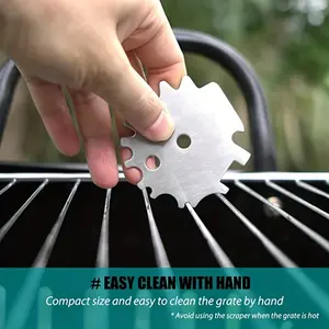 Stainless Steel BBQ Grill Scraper - 1 Piece, Suitable for Cleaning Grills and Camping Accessories, Dishwasher Safe, Brushless