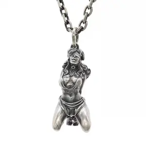 Titanium steel silver blindfolded goddess pendant necklace accessories gift daily wear jewelry unisex Jewellery