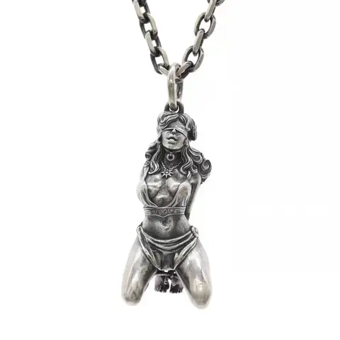 Titanium Steel Silver Blindfolded Goddess Pendant Chain Necklace, Unisex Daily Versatile Chain, Men's Jewelry, Adults' Costume Jewelry Accessories Gift, Costume Jewelry Necklace