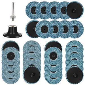 31 count 2 Inch Zirconia Flap Disc Roll Lock Sanding Discs 40/60/80 Grit for   with 1/4" Holder for  Metal Sanding, Rust Removal, Grinding and Finishing