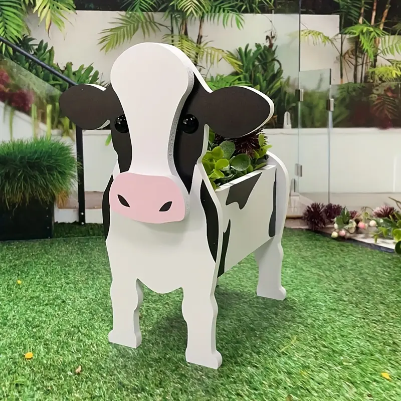Cartoon Cow Planter, Animal-Themed Garden Decor, No-Electricity Desktop Pet Pot, Ideal Gift for Home & Yard Decoration