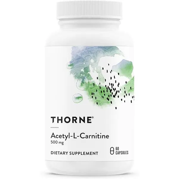 THORNE - Acetyl-L-Carnitine - 500 mg - Supports Brain Function, Mood & Healthy Nerve Sensations in the Hands & Feet* - Third-Party Certified - Gluten, Dairy & Soy-Free - 60 Capsules