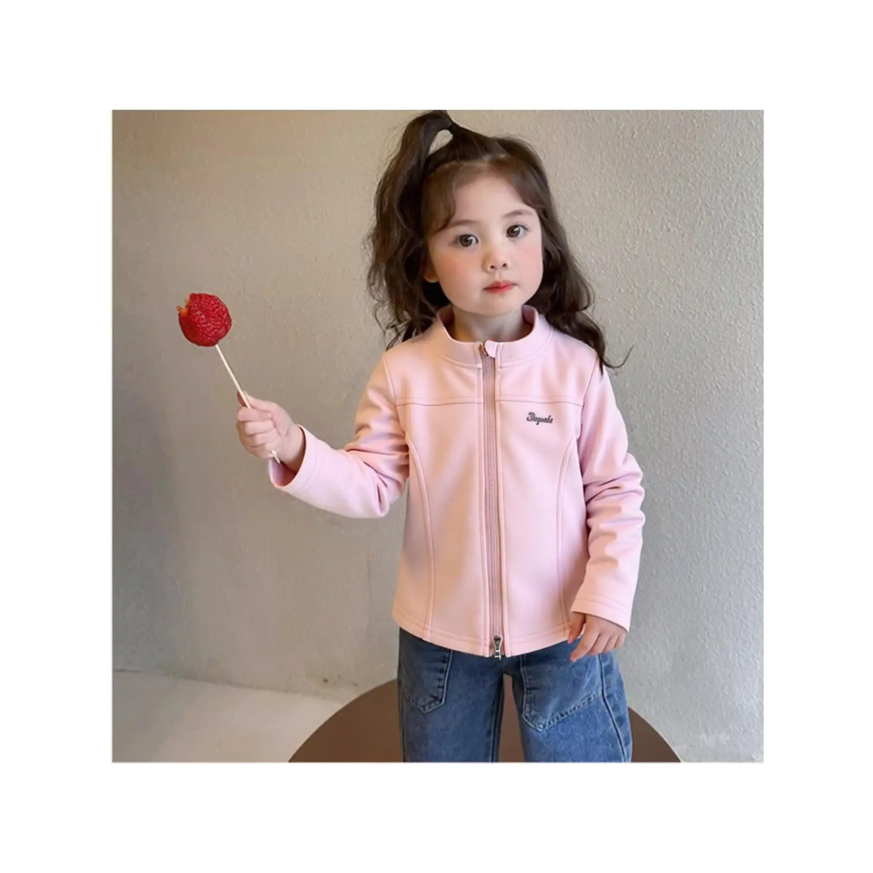 Girls' Soft Short Cardigan Jacket - Winter short sweater with full-length zipper, soft and comfortable round-neck coat, suitable for church events and indoor/outdoor wear (solid color casual blazer, autumn and winter attire)