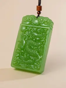 S.Beautiful Dragon Pendant – Carved Stone Jewelry – Precious Collectible Item