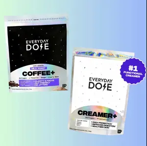 Everyday Dose Coffee+ Mild Roast | Beverage A2 Probiotic Creamer+ | Coffee Blend with Lion's Mane, Chaga, L-Theanine, and Collagen Protein | 14 Serving