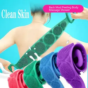 Fashion Silicone Bath Body Brush, Exfoliating Long Silicone Body Back Scrubber, Bath & Body Brushes, Shower Brush, Double-sided Brush