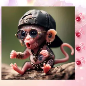 5D DIY Full Drill Round Diamond Painting - Diamond Art Kit Cool Mouse, Tattoo, Gold Chain Mosaic, Canvas - DIY Decorative Painting, Home Wall Decor, Suitable for Halloween and Christmas, Birthday and Anniversary Gifts