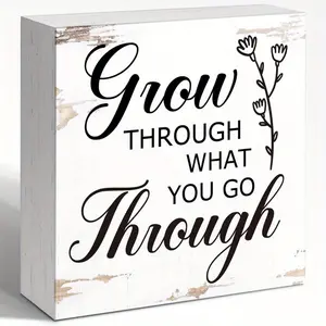 Bible Verse Wood Box Sign Wall Decor, Trust Me God Wood Block Sign Wall Decorate, Christian Quote Decoration For Home Office Desk Tabletop Shelf 5x5 inch, Room Decor