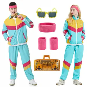 80s adult Sports Suit, retro disco clothing, Halloween costumes, cosplay party outfits, stage performance costumes