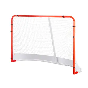 VEVOR Street Hockey Net,  Indoor Outdoor Steel Hockey Goal, Official Regulation Pro Hockey Training Goal Set, Portable Hockey Goal with Net, Easy Assemble, 72" x 48", White/Red