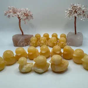 Cute Ducklings Carvings ~ Natural Crystal, Natural Stone~ Yellow Calcite~ home decoration