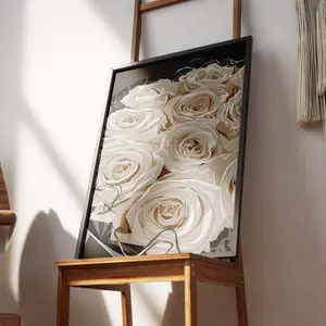 Smard Black Wall Art for Home & Office - White Roses