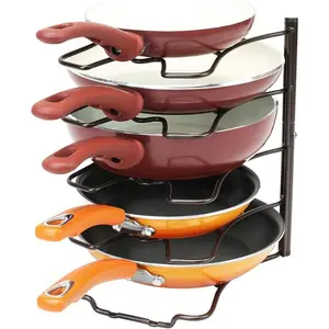 Bronze Metal Kitchen Organiser - Space-Saving Pot Rack for Cabinets and Countertops