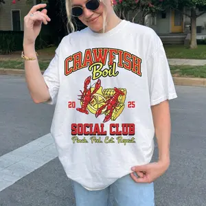 Crawfish Boil Social Club Comfort Colors Tee Streetwear Casual Crewneck Menswear 2026 Edition 100% Cotton Breathable Soft Everyday Wear Unique Gift Idea