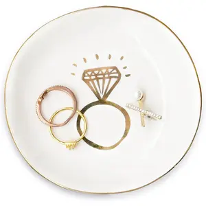 Engaged Ring Dish, Engagement Gifts for Couples Women, Bride Ring Holder, Bridal Shower  Tray, Bride to be Congrat Small Trinket Plate, Mrs Mr Wedding Thanksgiving Christmas