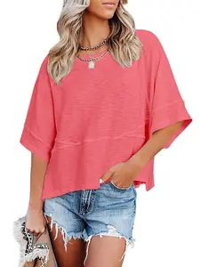 Women's Summer Casual Round Neck Batwing Sleeve Half-Sleeve T-Shirt, Comfortable and Stylish Streetwear Top for Daily Wear, Perfect for Warm Weather