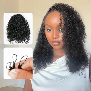 QVR Burmese Kinky Curly Crochet Hair Natural Black Machine Made Feather Crochet Human Hair Extension TikTokShopHolidayHaul