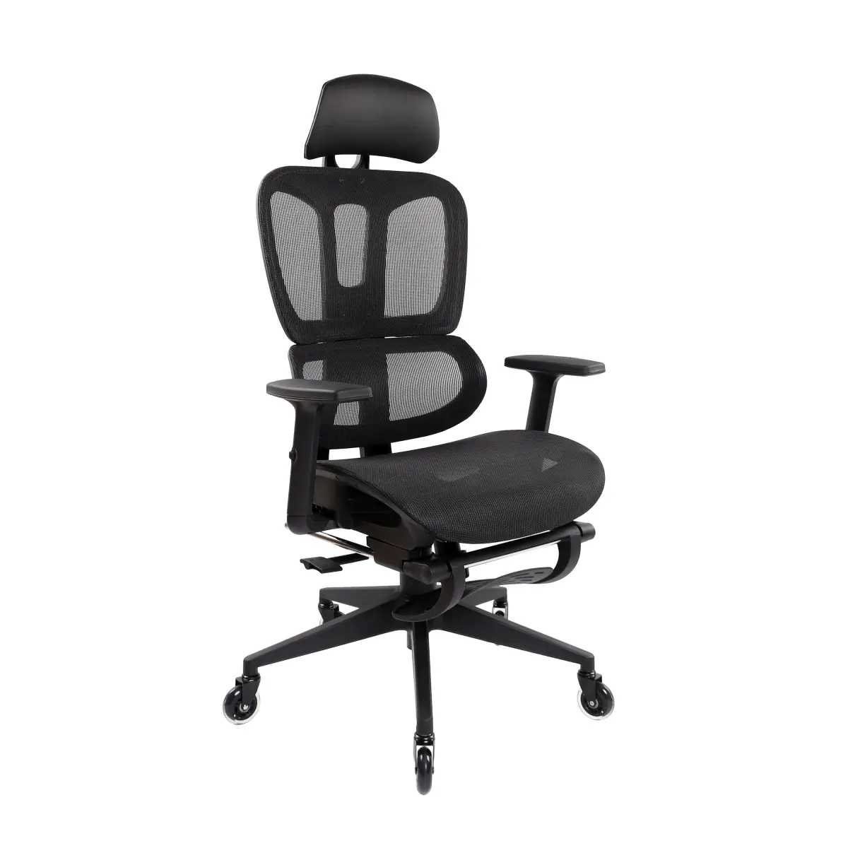 Techni Mobili RTA-380C-BK 46.75-52 x 26.5 x 25.25 in. Ultimate Reclining Ergonomic Mesh Office Chair with Lumbar Support & Footrest, Black