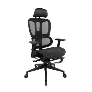 Techni Mobili RTA-380C-BK 46.75-52 x 26.5 x 25.25 in. Ultimate Reclining Ergonomic Mesh Office Chair with Lumbar Support & Footrest, Black