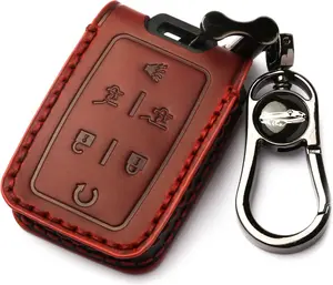 Key Fob Cover for Chevy Silverado Colorado GMC Canyon Sierra 2014 2015 2016 2017 2018 2019 2020 2021 Keyless Entry Remote (5B-Red)