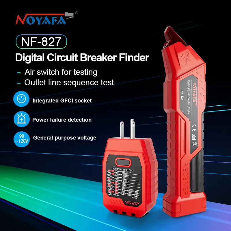 NOYAFA NF-827 Digital Circuit Breaker Finder, Electrical Voltage Tester with Integrated GFCI Outlet Checker, Air Switch Testing & Power Failure Detection Tool