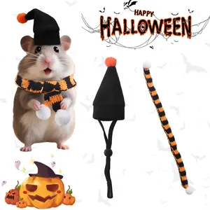 Hamster Hat Dragon Cat Halloween Elastic Cap with Small Scarf, Funny Pet Headwear for Small Animals, Fabric Material, Cute Accessory