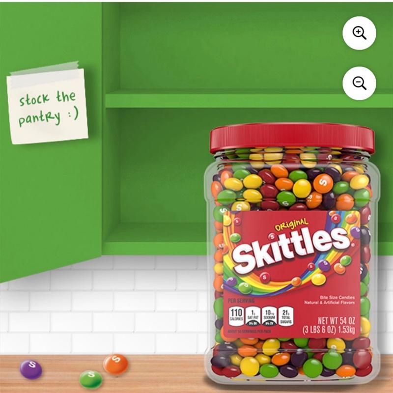 Skittles Original Chewy Candy Bulk Jar 54 Oz Assorted Fruit Flavored Candies in a Large Container