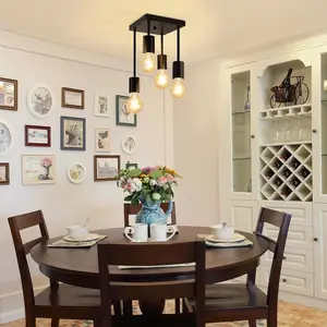 Vintage 4-Arm Chandelier Stand, Modern Minimalist Living Room Bedroom Dining Light Fixture, Semi-Embedded Indoor Ceiling Lamp (no Bulb)