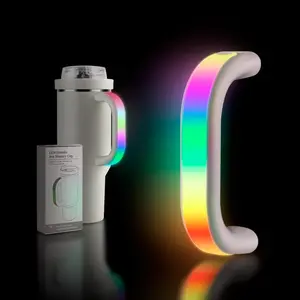 LED Light-up Tumbler Handle with Stanley 40oz/30oz, 6 Colors 10 Modes Cup Handle Accessories,USB Rechargeable Cup Handle with Comfortable Grip, Party Gym C2026