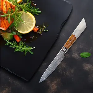 TEGAMI Damascus Utility Kitchen Knife for cutting fruits and vegetables Blade Knives
