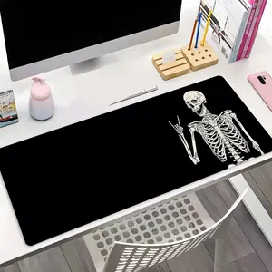 Trendy Skeleton Peace Sign Large Gaming Mouse Pad,Aesthetic Desktop Drotection Pad,Washable Rubber Pad Non-Slip Lock Edge Multi-Size Mouse Pad Suitable For Home Office,Good Gift for Family and friends,Computer Desk Mat