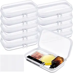 10 count Hard Zipper Case Clear Hard Pouches Plastic Zipper Pencil Box  Storage Bins Portable Plastic Container for Travel Toiletry Office  Block Puzzle Organizer(S,Clear)