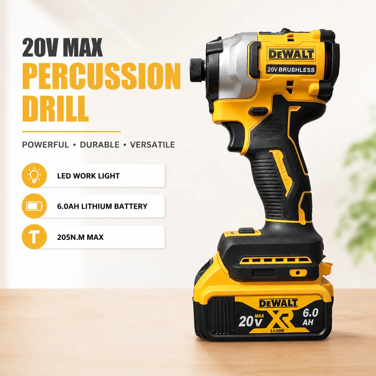 DEWALT DCF850 20V MAX Impact Driver, Brushless 1/4" Hex, 3-Speed 3800 IPM High Torque Cordless Drill for Jobsite & Woodworking