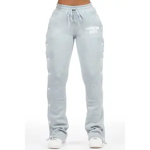 Kenniyah Heather Grey Snap Stacked Track Pant