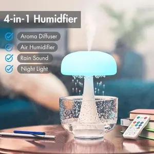 Mushroom-Shaped Humidifier with White Noise, LED Lights, and Remote Control for Home and Office