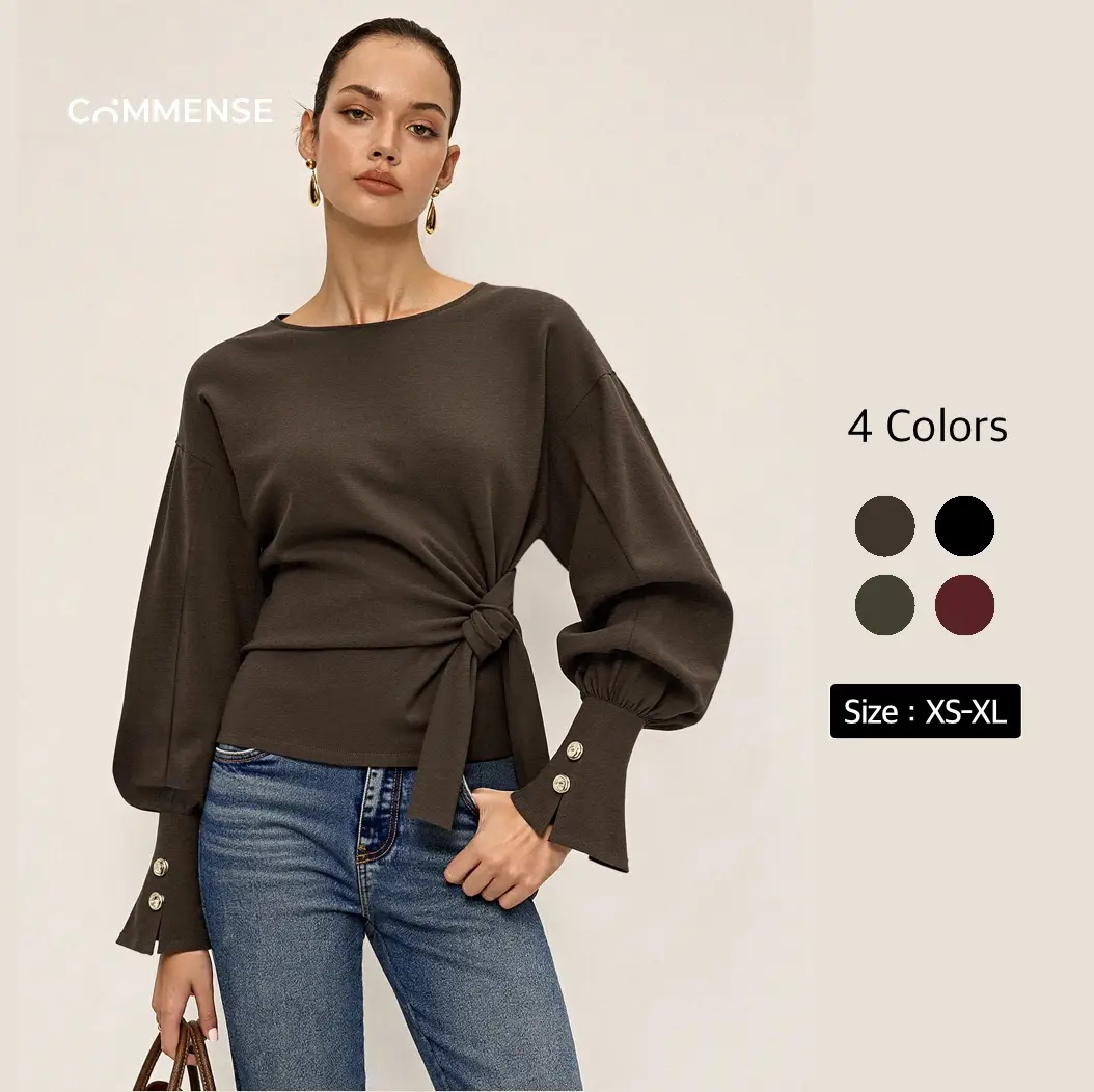 Twist Knot Balloon Sleeve Sweatshirt