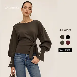 Twist Knot Balloon Sleeve Sweatshirt Twist Knot Balloon Sleeve Sweatshirt