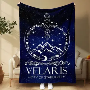 Blue Starfall City Blanket, Fluffy Blanket, Acotar Merchandise, Night Court Gift, Thorn Rose Plush Pillow, Book Series Gift, Sjm Fan Art