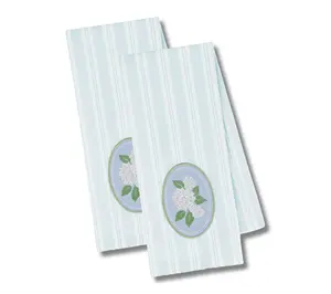 Design Imports Hydrangea Embellished Kitchen Towel Set of 2