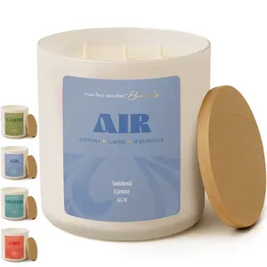 Aquarius Gemini Libra Zodiac Gifts for Women - Large 14.5oz 3 Wick, 60 Hour Burn - Astrology Gifts for Women, Healing Manifestation Spiritual Candles, Intention Meditation Candle-Coconut Soy Wax Blend