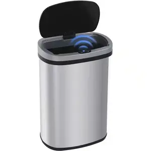 Taylor 13 Gal. Silver Metal Household Trash Can Motion Sensor Lid Furniture of America
