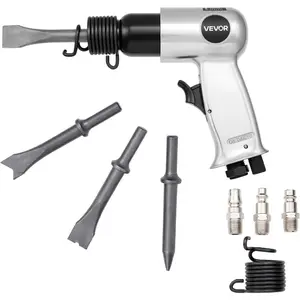VEVOR Air Hammer, 2500-2700BPM Pneumatic Hammer with 2.76-inch Stroke 4PCS 6.7 Long Barrel Chisels, Pistol-Grip Compact Air Chisel Pneumatic Shovel Tool for Cutting Scraping DemolishingVEVOR Super Brand Day