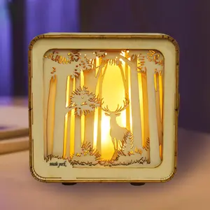 3D Wooden Puzzles Elven Deer Model Kit Night Lights Desk Decorations Birthday Christmas Gifts For Women Age14