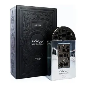 Lattafa Maharjan Silver Unisex EDP Perfume - Aromatic Citrusy Fragrance, Floral Jasmine Perfume, 3.3-3.4 oz, New in Box