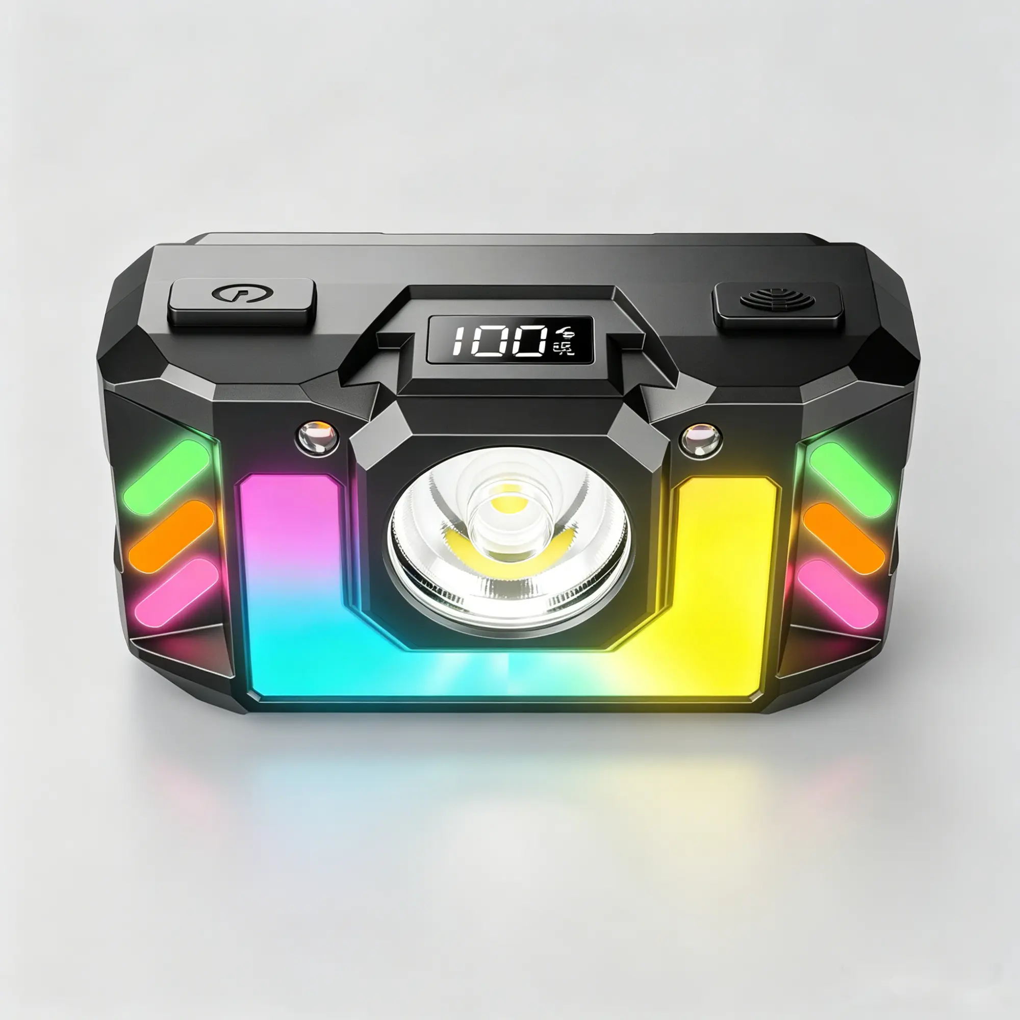 Rechargeable Motion Sensor Headlamp - Bright Zoom LED, 4 Modes, IPX4 Waterproof, 90° Adjustable, RGB Ambient Light, Digital Battery Display for Camping, Hard Hat Use